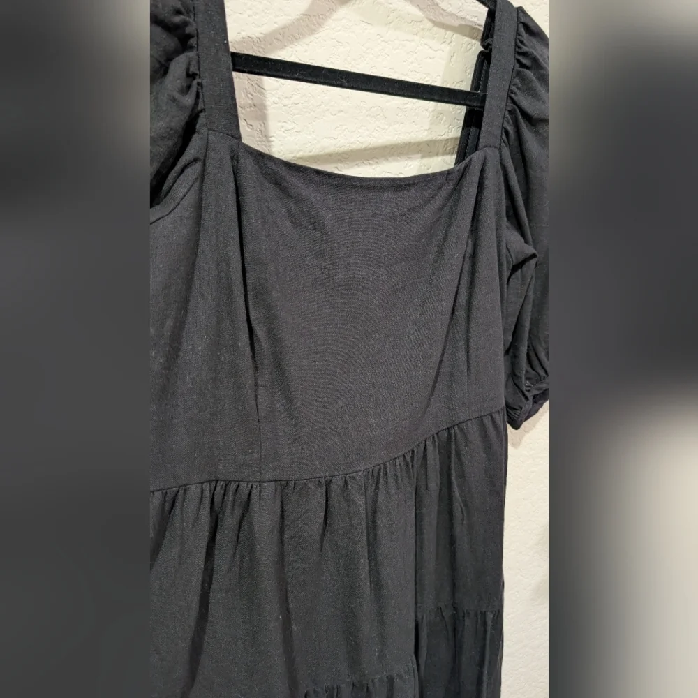 House Of Harlow Cotton Tiered Black Puff Sleeve Dress - Picture 5 of 7